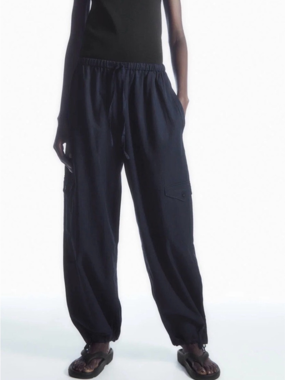 LIGHTWEIGHT DRAWSTRING CARGO PANTS COS SOLD OUT NAVY MEDIUM